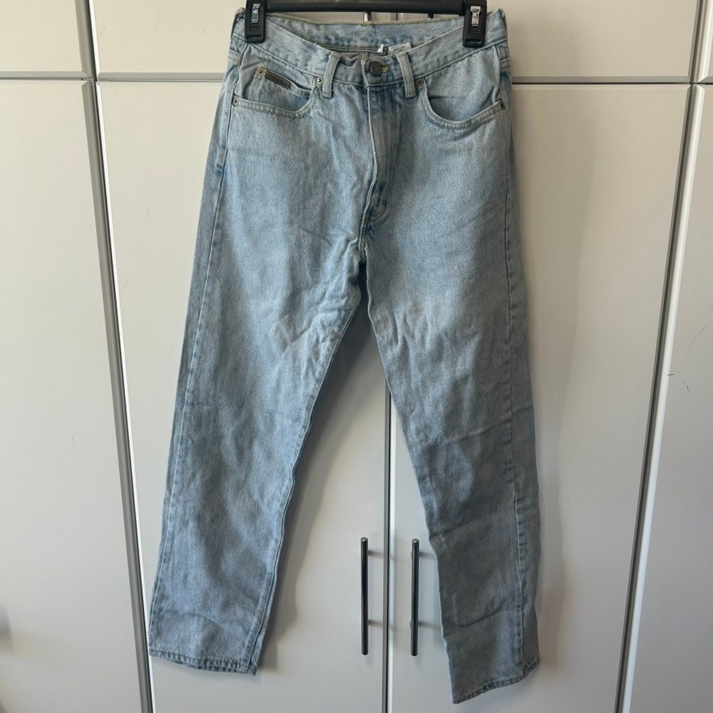 Vintage Calvin Klein High Waisted Light Wash Straight Leg Jeans USA Made Size 7